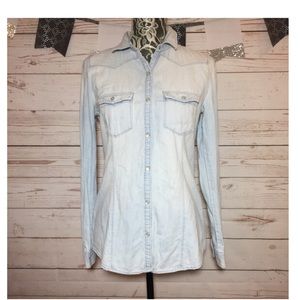 lightwash denim button down shirt